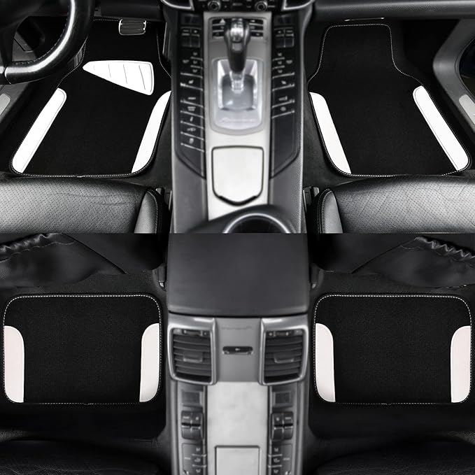 CAR PASS Waterproof Universal Fit Car Floor Mats, Car Mats Fit for SUV,Vans,sedans, Trucks,Set of 4pcs Car Carpet with Driver Heel Pad (White)