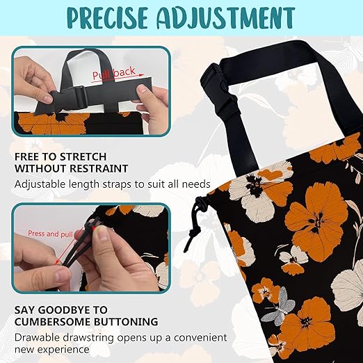 KXWQTRDD Car Garbage Bag Orange and White Floral and Butterfly Drawstring Car Trash Bag Hanging for Back Seat with Adjustable Buckle Canvas Vehicle Trash Can Easy-to-Install