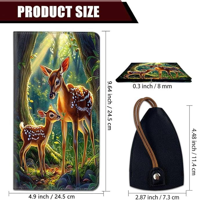 Yuxcfhjfe Car Document Holder with Magnetic Shut, Car Registration and Insurance Card Holder, Vehicle Glove Box Organizer Documents, Driver License, Auto Paperwork Organizer Wallet, Cute Deer Pattern