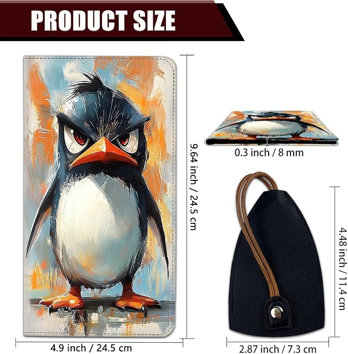 Car Document Holder with Magnetic Shut, Car Registration and Insurance Card Holder, Vehicle Glove Box Organizer Documents, Driver License, Auto Paperwork Organizer Wallet, Funny penguins Pattern