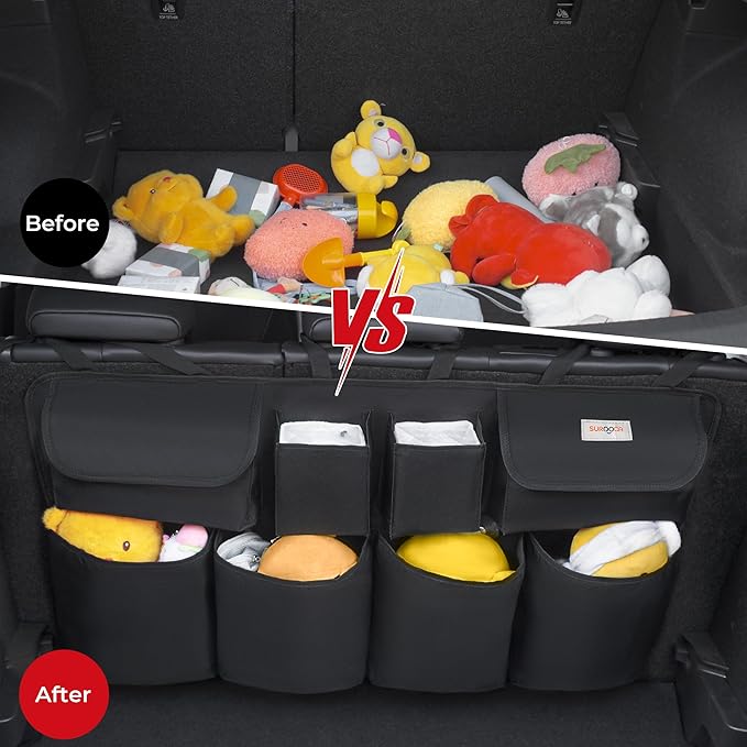 SURDOCA Car Trunk Organizer, LARGE CAPACITY(43 x 19 in) Car Storage Bag with 8 Pockets, 7X Upgraded Trunk Storage Organizer for Car, SUV, Truck, MPV