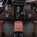 Custom Making Car Floor Mats Compatible for 2000-2025 All Mode Sedan SUV Sports Car Full Coverage Cute Pads Protection Non-Slip Leather Floor Liners (Black+Light Brown Edge)