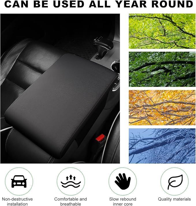 Car Center Console Pad, 12.2''×8.1'' Memory Foam Auto Armrest Support Cushion, Vehicle Arm Rest Seat Box Cover Protector, Universal Interior Decor Car Accessories