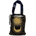 NHNXHWIA Mystical Sun Car Trash Bag,Golden Crescent Moon Hanging Drawstring Car Garbage Bag,Waterproof Canvas Car Back Seat Organizer with Adjustable Buckle,for Vehicles,SUVs,Camping,Road Trips