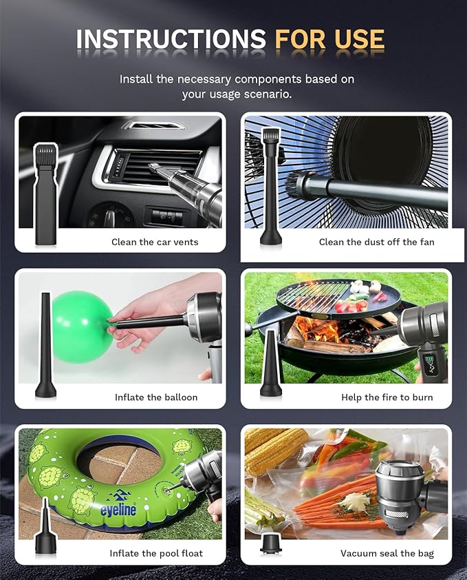 Baiwade Cordless Handheld Car Vacuum Cleaner, 15000PA High Power 2-in-1 Mini Vacuum Duster & Inflator with LED Display Screen, 3-Speed Brushless Motor for Car Care, Home, Office, Pet