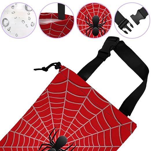 UUCBTAH Car Trash Bag Spider Web Car Garbage Bag Waterproof Car Trash Can for Back Seat with Adjustable Straps and Drawstring, Foldable Car Trash Bin for Car Accessories Vehicle Travelling Camping
