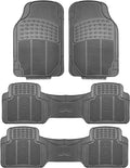 FH Group Car Floor Mats - Heavy-Duty Rubber for Cars, Universal Fit 3 Rows Full Set, Trimmable ClimaProof Floor Mats, For SUVs, Truck, Gray