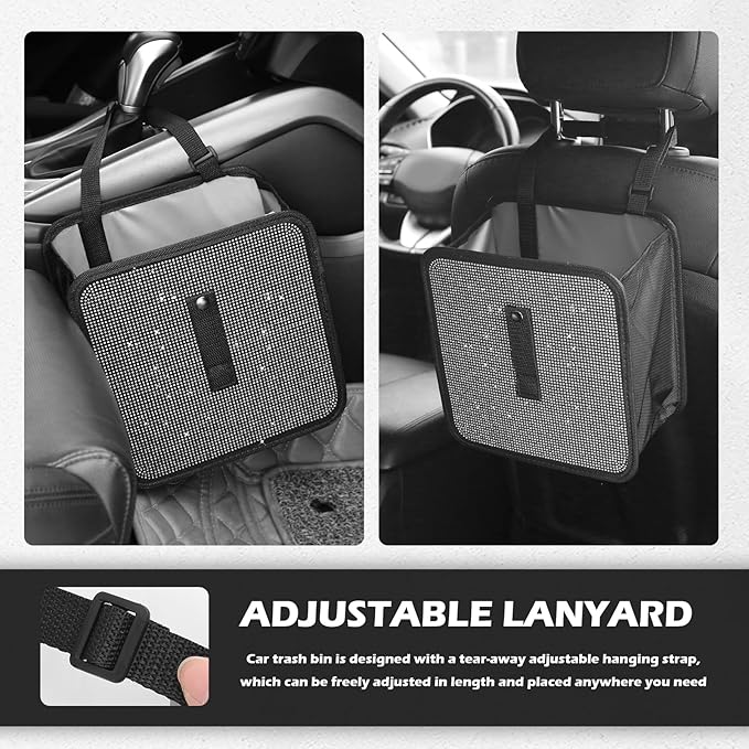 Foldable Rhinestone Car Trash Cans,Hanging Car Trash Bin as Stylish Decorations & Seat Organizer,Large Capacity Cars Garbage Can as Bling Cars Accessories for Women