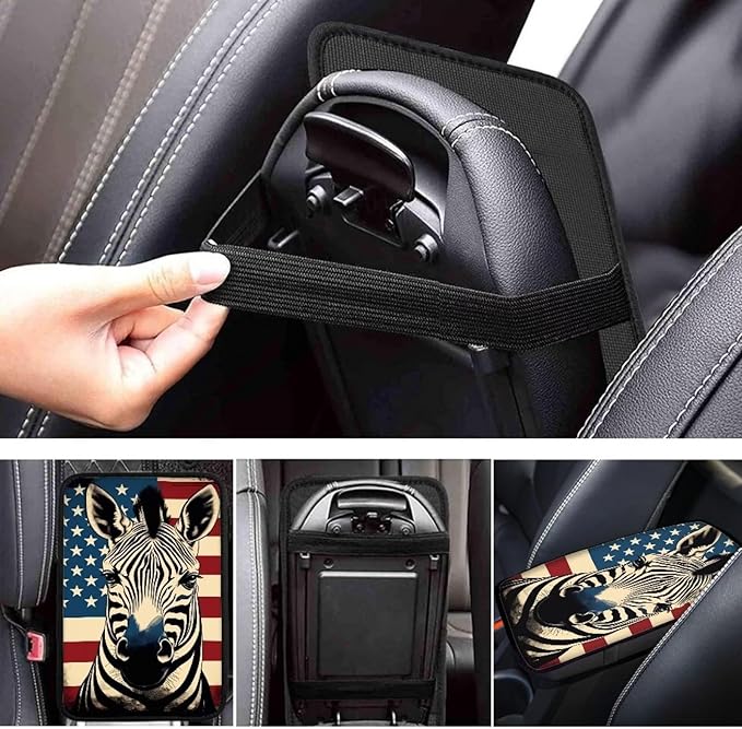 Car Center Console Pad, Universal Waterproof Car Armrest Seat Box Cover, Car Interior Accessories for Most Vehicle SUV Truck Vintage American Flag Zaber Car Armrest Pad