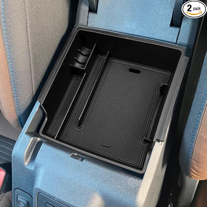 Xaido Center Console Organizer Compatible with 2021-2024 Ford Bronco & 2025 Bronco 2-Door & 2025 4-Door Manual Transmission, Console Armrest Box Tray (NO for 25 4-Door Automatic & Sport Model)-2PCS
