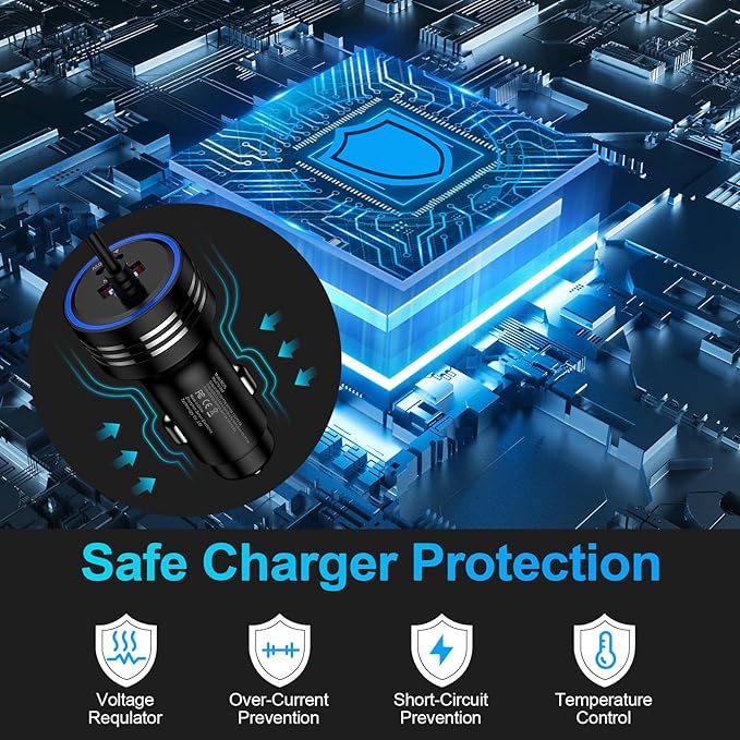 78W 3-Port Samsung Car Charger USB C Fast Charge for Samsung Galaxy S26 Ultra S26 Plus S25 FE S25 Edge S24 A17 A56 A36 A26 A16 A55 A35 A25 A15,Rapid Car Charger Adapter+Coild Type C Fast Charging Cord