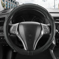 Leather Car Steering Wheel Cover,Anti-Slip, Safety, Soft, Breathable, Heavy Duty, Thick, Full Surround, Sports Style,Universal Car Accessories for Women Men Fit 14" 1/2-15"(Black)