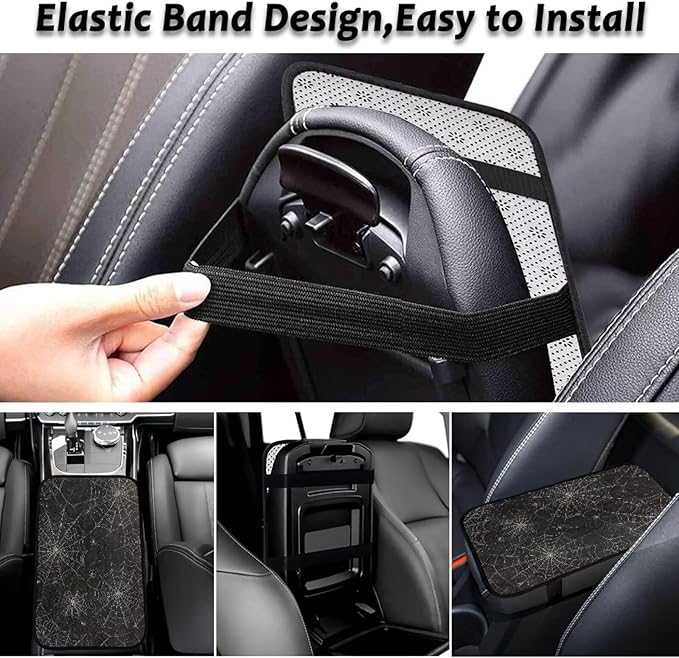 Bulopur Spider Web Center Console Cover Easy to Install Car Armrest Cushion Flannel Protector Protect from Pet Claws Thickened Universal Fit for Vehicles,Cars,Suvs,Vans,Sedans