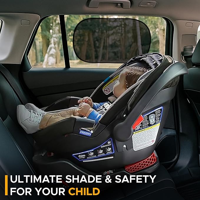 EcoNour Car Window Shades for Baby (4 Pack) | Protects Baby from Window Sun & Heat | Sun Shade Side Windows for Kids | Automotive Sun Protection from UV | Child Safety Accessories | XXXX-Small-20 x12