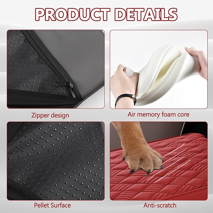 Car Center Console Cover, 12.6"×8.3"×2" Leather Car Armrest Cover, Soft Memory Foam Auto Armrest Cushion Pad, Vehicle Arm Rest Box Protector, Universal Interior Car Accessories (Wine Red)