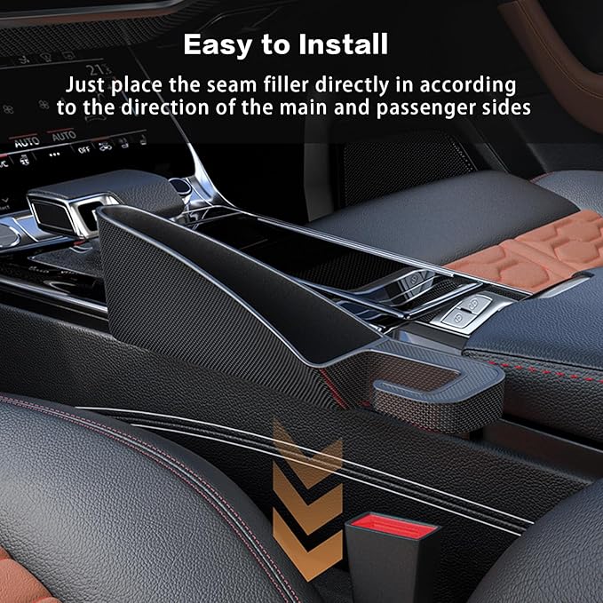 Edotim 2025 Upgrade Short Car Seat Gap Filler, Seat Gap Organizer with Phone Holder, Car Seat Accessories, Car Organizer Fit Sedan SUV Truck-2PCS Black