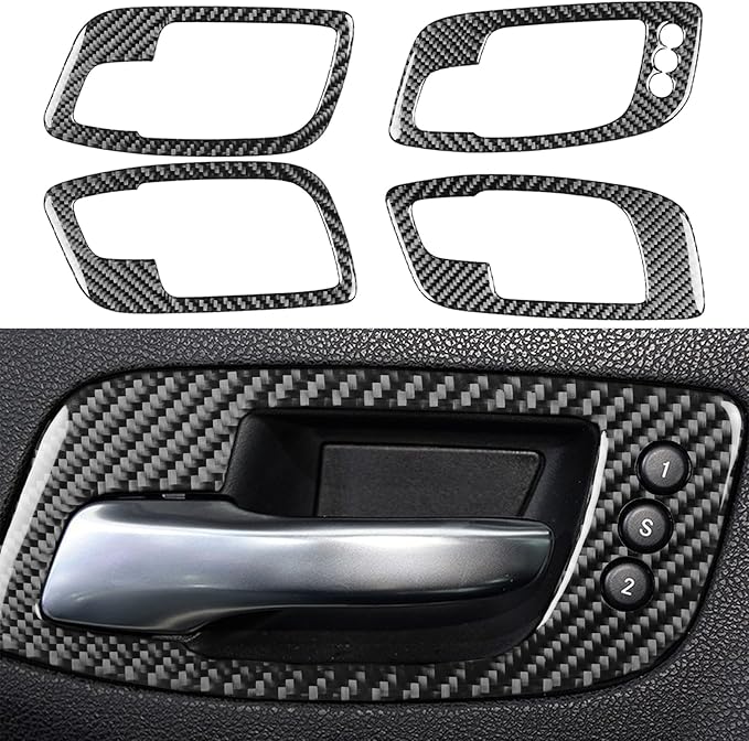 NVCNX Real Premium Carbon Fiber for Chrysler 300 Accessories 2015-2023 2016 2017 2018 2019 2020 2021 2022 S/C/Limited/Touring Door Handle Cover Interior Trim Sticker Decal 4PCs with Seat Memory Holes