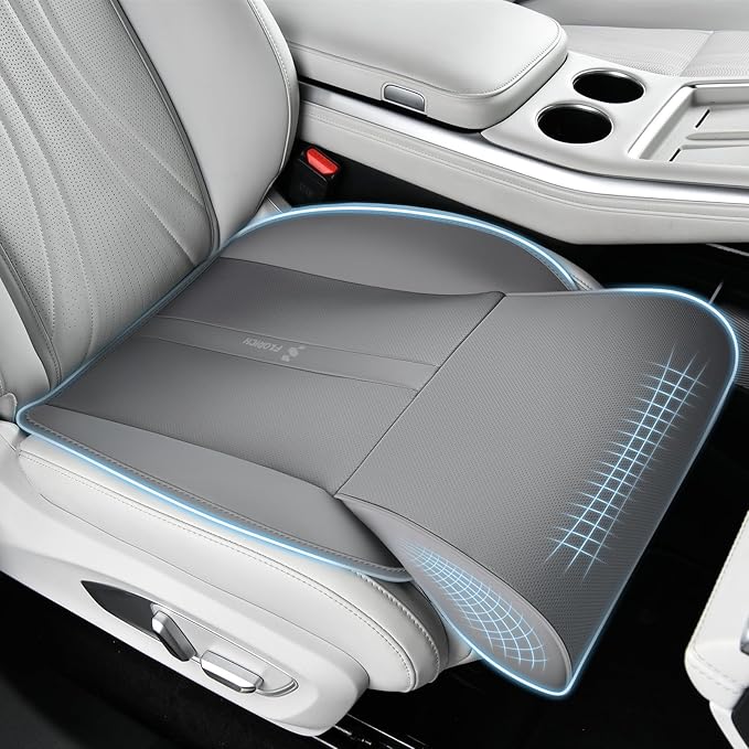 FLORICH Car Seat Extender Leg Support Cushion for Driver Seats Office Chair, Leather Memory Foam Widened seat Cushion for Long Drivers Universal Car Seat Cushion Legs Rest Pads-Grey