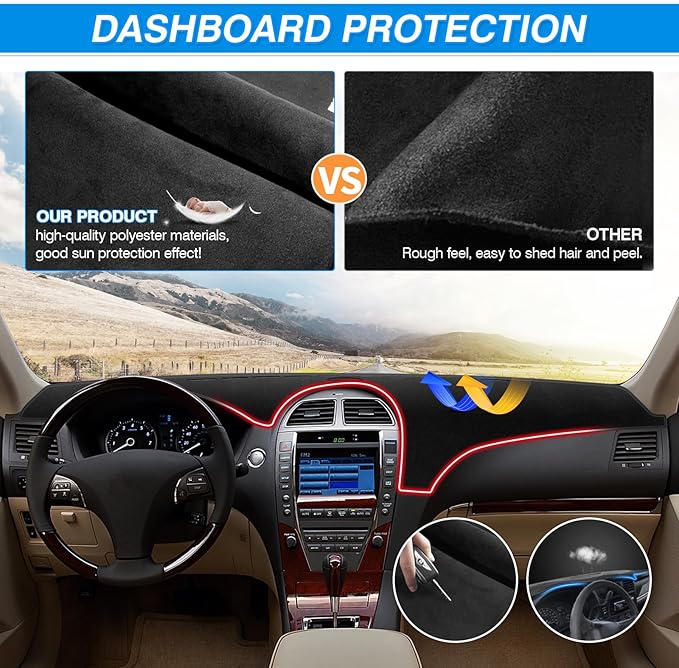 CARTIST Dash Cover Custom Fit for Lexus ES ES240 ES350 2007-2012 Dashboard Cover Mat Non-Slip Pad Carpet Sunshield Protector