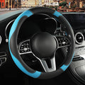 Binsheo Leather Auto Car Steering Wheel Cover Anti-Slip Heavy Duty, Elegant, Non-tonix, Universal 15 Inch, Black&Blue