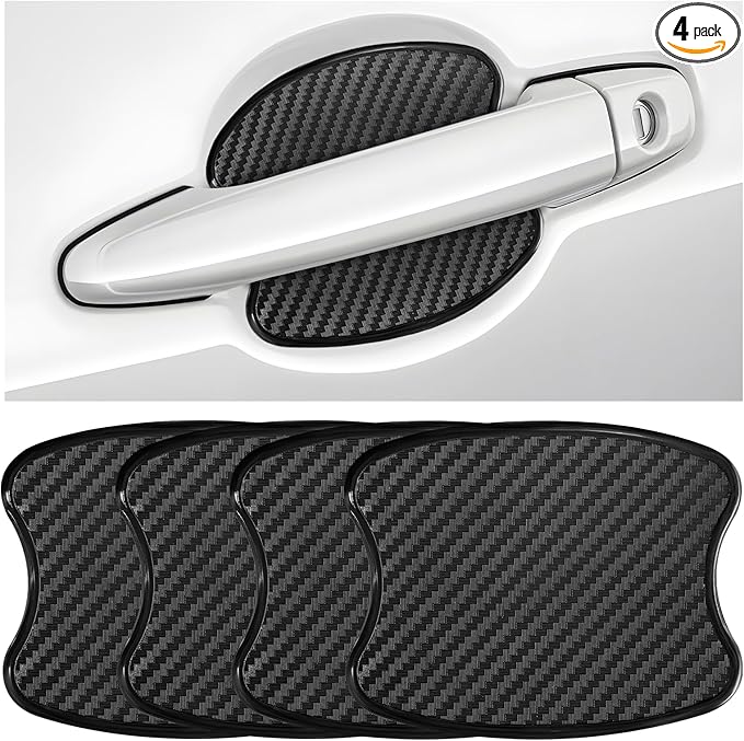 4 PCS Car Door Handle Bowl Stickers, Anti-Scratch Carbon Fiber Auto Handle Cup Protector Paint Guard, Waterproof Door Bowl Sticker Non-Marking Protective Film for Car SUV Truck (Small)