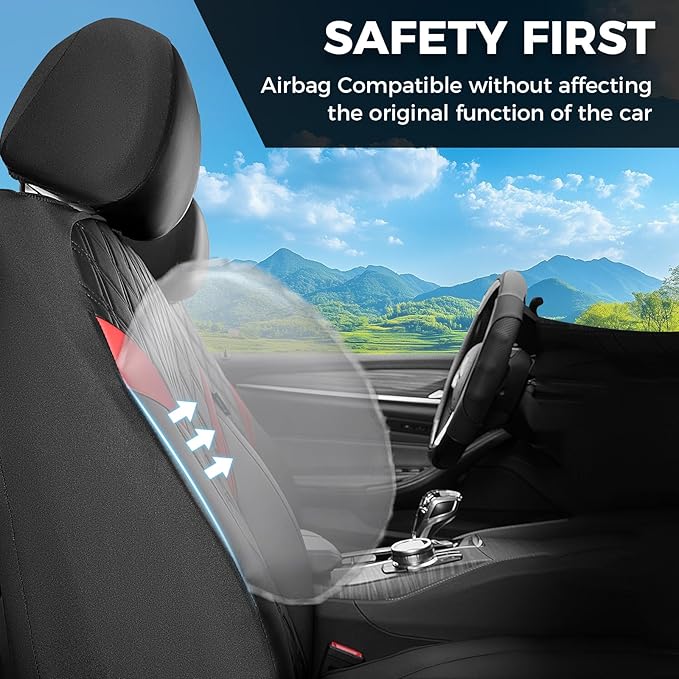 FLORICH Front Car Seat Covers, Leather Seat Covers for Cars, Waterproof Car Seat Protector Breathable, Front Seat Covers for Cars, Automotive Seat Covers Universal Fit for Most SUV Pick-up Truck
