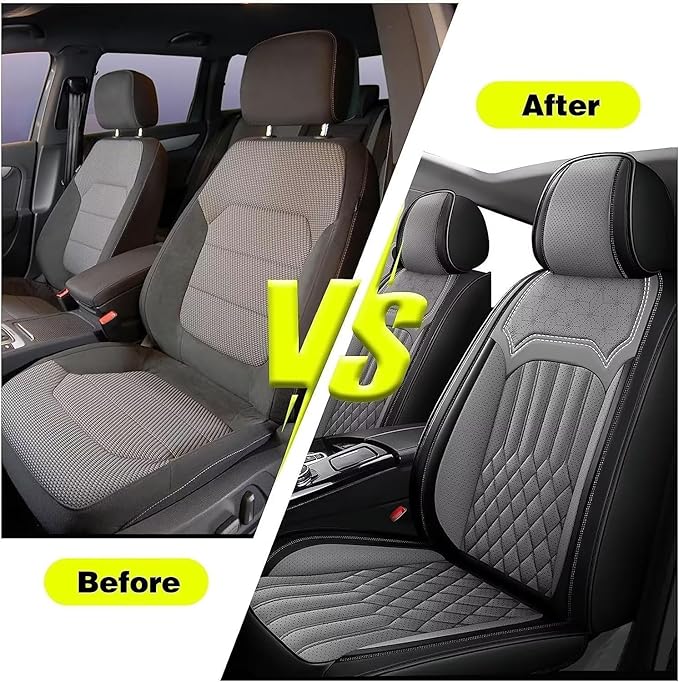 TTX Car Seat Covers 2 Front Seats Fit for Lincoln MKX 2009-2016 Breathable Leather Seat Protector with Airbag Compatible Automotive Seat Cushions Cover with Beautiful Patterns (Grey)