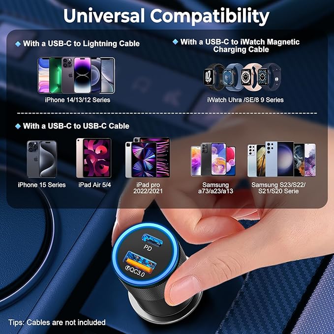 3-Pack USB C Fast Charger Block 40W 4-Port Flat USB C Wall Charger + 3-Pack 38W Dual Port PD + QC 3.0 USB C Car Charger