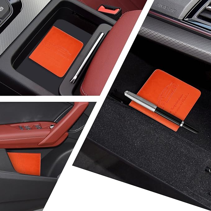 Car Registration and Insurance Holder, Vehicle Glove Box Car Organizer with Magnetic Closure for Documents, Cards, License Car Organization, 1-Pack Orange