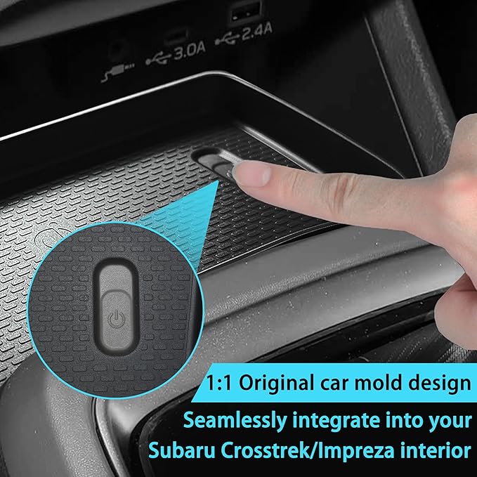 Wireless Charging Protective Mat for Subaru Crosstrek/Impreza 2026 2025 2024 Accessories Center Console Wireless Charger Anti-Slip Cover Pad Heat Insulation Silicone Waterproof Easy to Clean Black