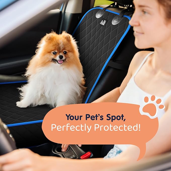 Petloox Front Seat Dog Cover for Car, Truck & SUV - Waterproof, Non-Slip Pet Car Seat Cover for Dogs - Durable, Easy to Install & Clean, Front Passenger Seat Protector for Pets & Vehicles