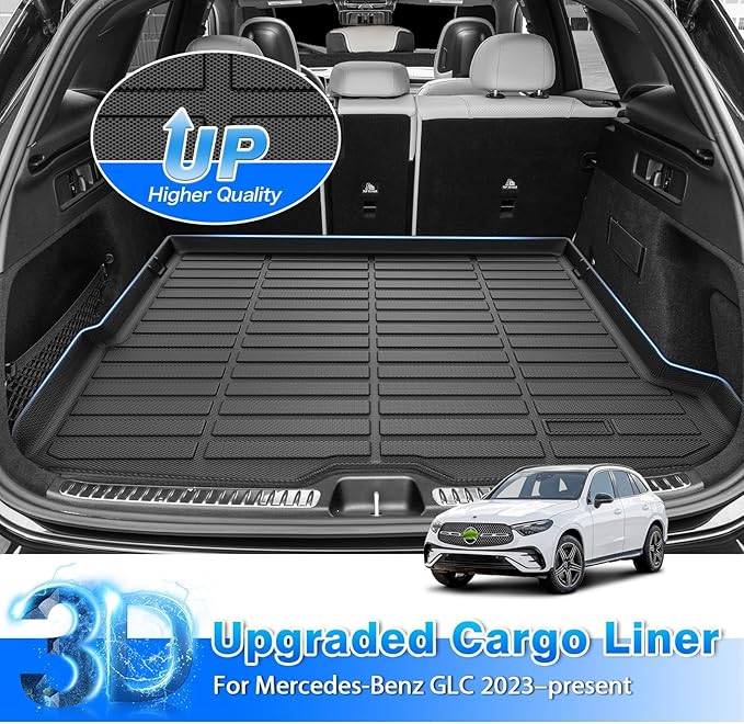 Cartist Floor Mats and Cargo Liner Fit for Mercedes Benz GLC 2023 2024 2025 (Not Fit Coupe) All Weather Anti-Slip Floor Mat for Benz GLC Accessories Heavy Duty Carpet Protection Black