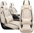 JGDL Car Seat Covers for Subaru Crosstrek 2016-2026, 2 Piece Set Nappa Leather Non-Slip Seat Protectors, Breathable Seat Cover Set. (Deluxe 2 Seats, Beige)