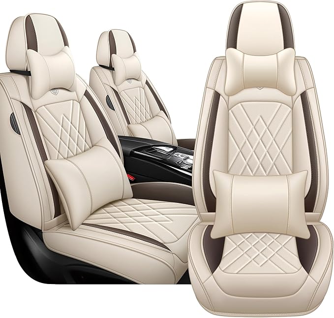 JGDL Car Seat Covers for Subaru Crosstrek 2016-2026, 2 Piece Set Nappa Leather Non-Slip Seat Protectors, Breathable Seat Cover Set. (Deluxe 2 Seats, Beige)