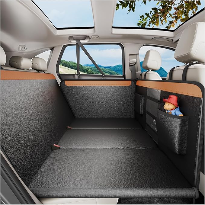 Letsenjoy Back Seat Extender for Dogs,Upgraded PU Leather Dog Car Cover for Back Seat with Hard Bottom Holds 400lbs,Waterproof Seat Protector Dog Hammock for Car, Universal Fits SUV Small Truck