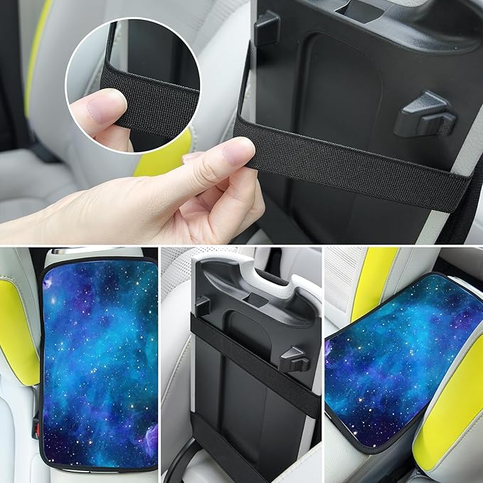 Adastrah Car Center Console Cover,Nebula Galaxy Auto Center Console Pad,Armrest Cover Protector for Vehicle SUV Truck Car