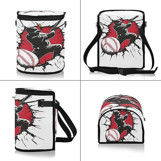MNSRUU Car Trash Can with Lid, Baseball Player Hitting A Ball Car Trash Bag Hanging Organizers and Storage for Front Back Seat, Leak-Proof Trash Bin