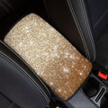 Gold Bling Car Armrest Storage Box Mat Car Center Console Cover Car Armrest Seat Box Cover for Most Vehicle, SUV, Truck Car Decors