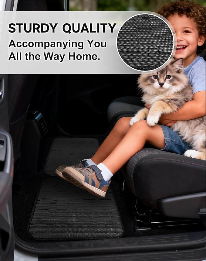 Ultra Durable Car Floor Mats, Premium PVC Coil All-Weather Automotive Floor Mats, Universal Fit with Anti-Slip Nibbs Backing, Waterproof | Wear Resistant | Flame Retardant, Black 4PCS