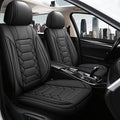 HAIYAOTIMES Leather Car Seat Covers Front Pair, Waterproof Faux Leather Seat Covers for Cars, Non-Slip Car Interior Covers Universal Fit for Most Cars Sedans Trucks SUVs, Black