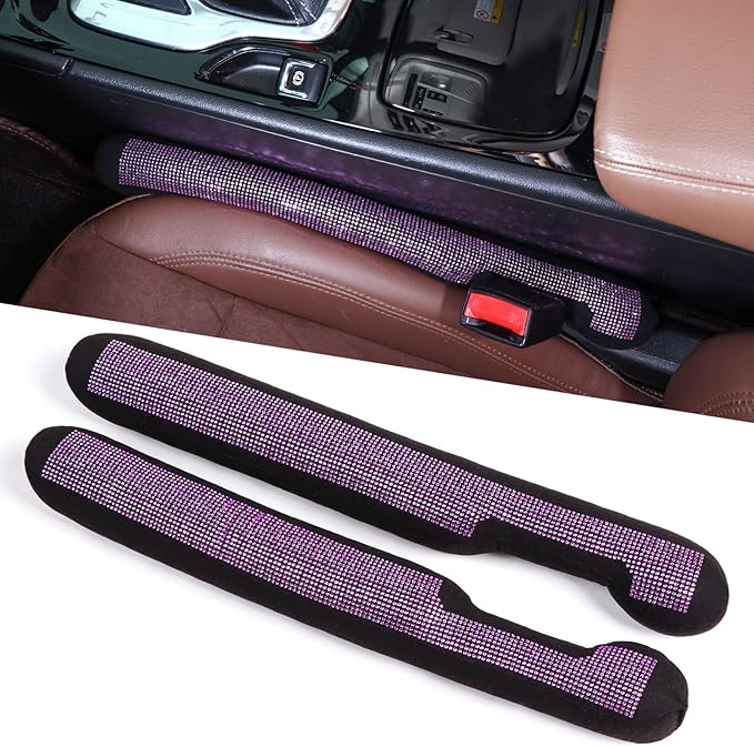 ToBeQueen Purple Car Seat Gap Filler, Handmade Crystal Diamond Rhinestone Purple Bling Car Accessories for Women, Universal Fit for Car SUV Truck(Purple)