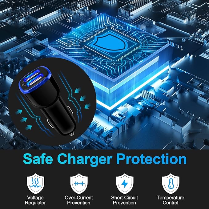 Car Charger for iPhone, 3Pack 2.4A Dual Port Fast Charge Car Lighter USB Adapter Car Plug Charger for iPhone 16e 16 15 14 13 12 11 Pro Max SE XR XS X 8 7 6,Samsung S23 S22 S21 S20 S10 S9 S8 S7,Android