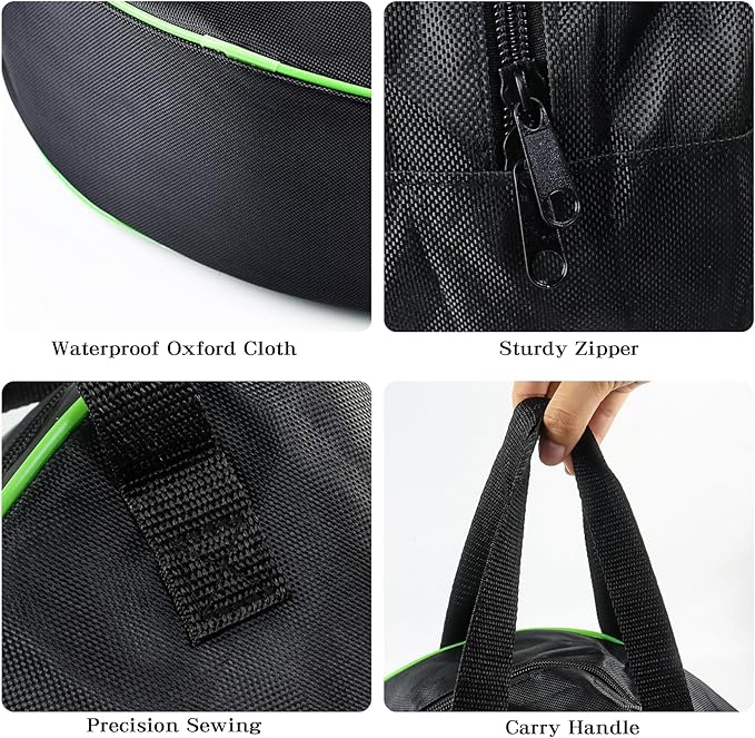 Klmnop 15.7 Inch Jumper Cable Bag - Round Waterproof Storage Bag, Organizer for EV & Garden Hoses (Black)