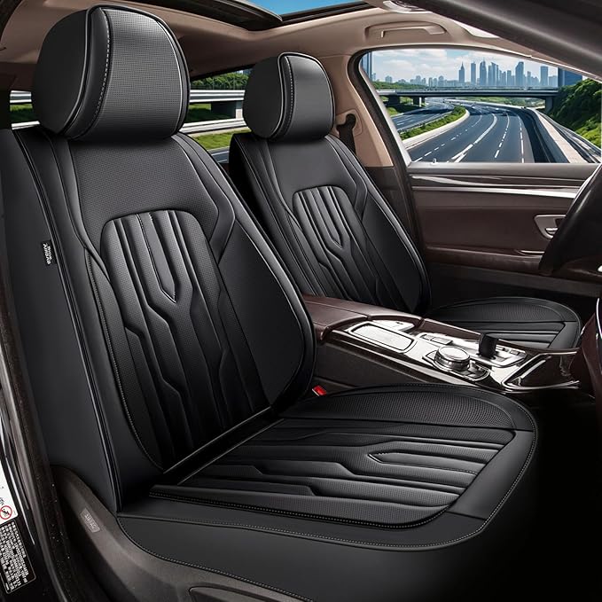YORKNEIC Seat Covers Full Set for Volvo V70 1998-2010: 5 Seats Leather Car Seat Covers Protector (2 Row 5 Seat, Black)