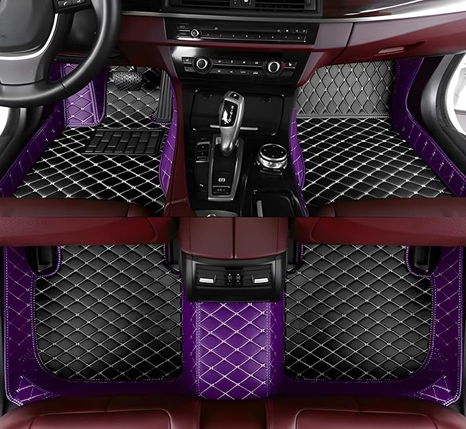 SARAHS Customized car Floor mats -Suitable for 99% of Cars, SUVs, and Trucks - car Pads to Protect Vehicle Interior Floor Accessories (Purple and Black)