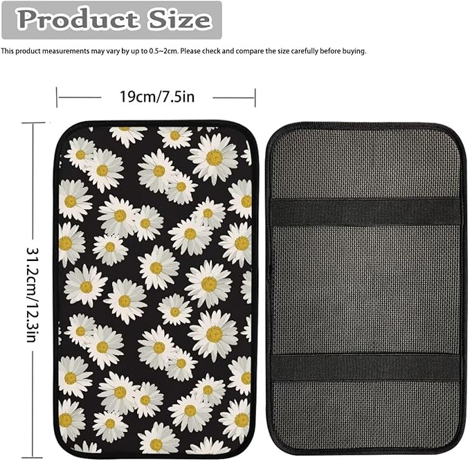 Mintutlipy Daisy Car Center Console Cover Cute Decor Accessories Sweat Proof Dust Proof Car Armrest Protector Car Seat Box Cover