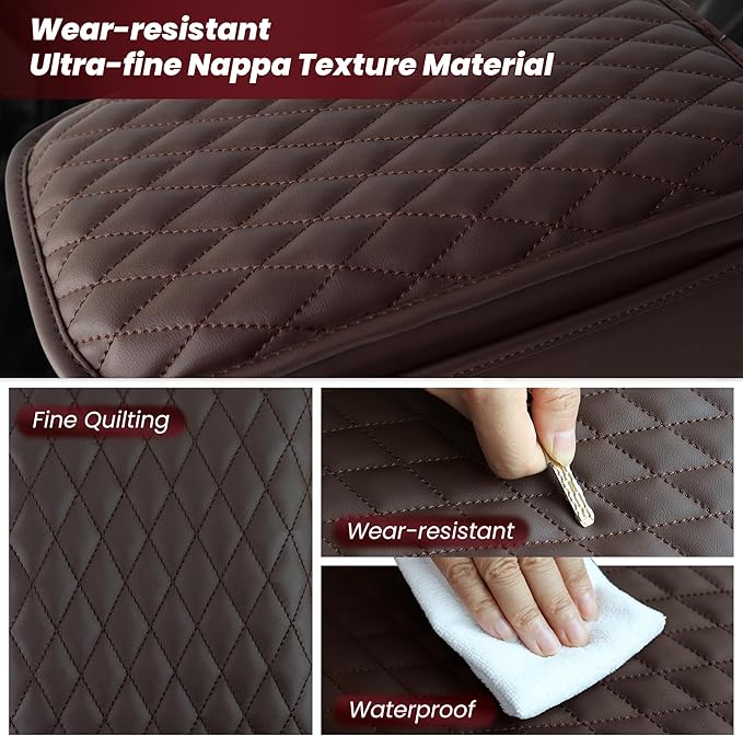 DSCARCovers Upgraded Car Center Console Cover,Microfiber Leather Car Armrest Cover Cushion with 2 Storage Bags,Universal Car Armrest Storage Box Car Interior Accessories for Most Vehicles (Brown)