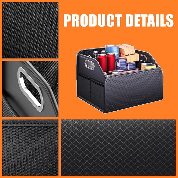 Car Trunk Organizer and Car Storage,Collapsible Multi-Compartment Car Organizers, Waterproof Foldable Luggage Bag with 4 Pockets，Suitable for Any Car