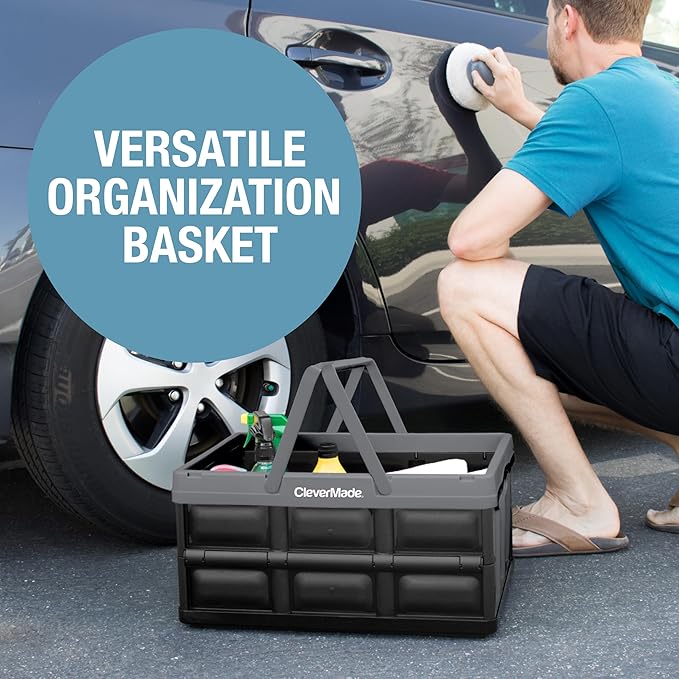 CleverMade Collapsible Basket (100% Recycled) - 32L - Stone