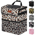 Vankor 3 Gallons Cute Car Trash Can, Car Accessories for Interior Leak Proof Can Trash Bag Hanging Waterproof Automotive Vehicle Garbage Cans Leopard Print Pattern